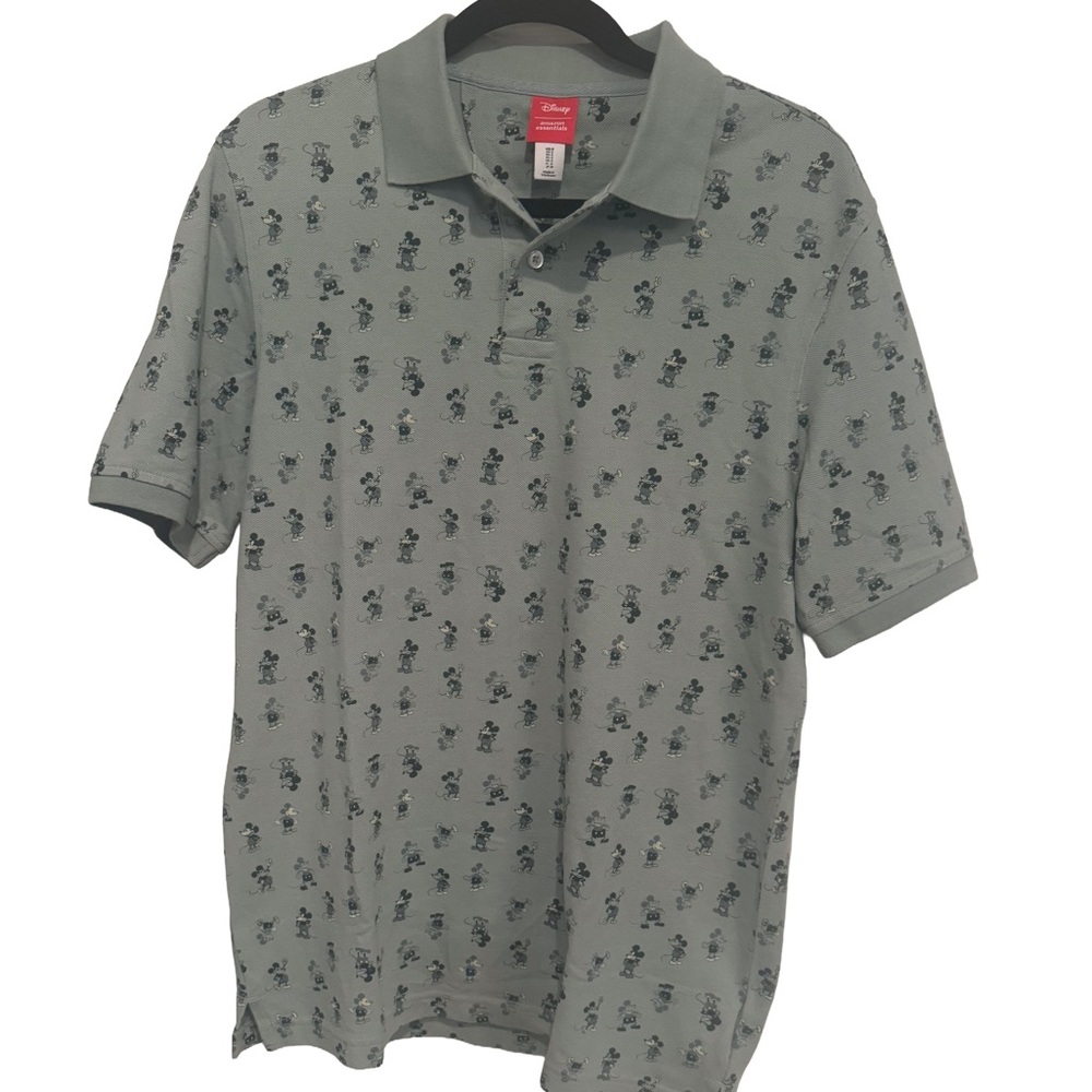 Disney Light sage Polo Shirt with Mickey Print NWOT Men S